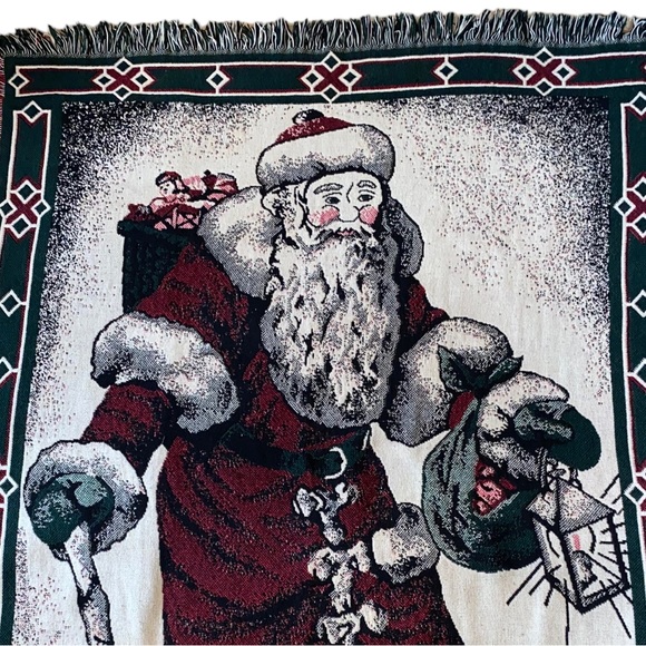 Christmas Vintage BEACON Santa Claus Blanket/Throw Tapestry #508 48"x64" - Picture 2 of 9